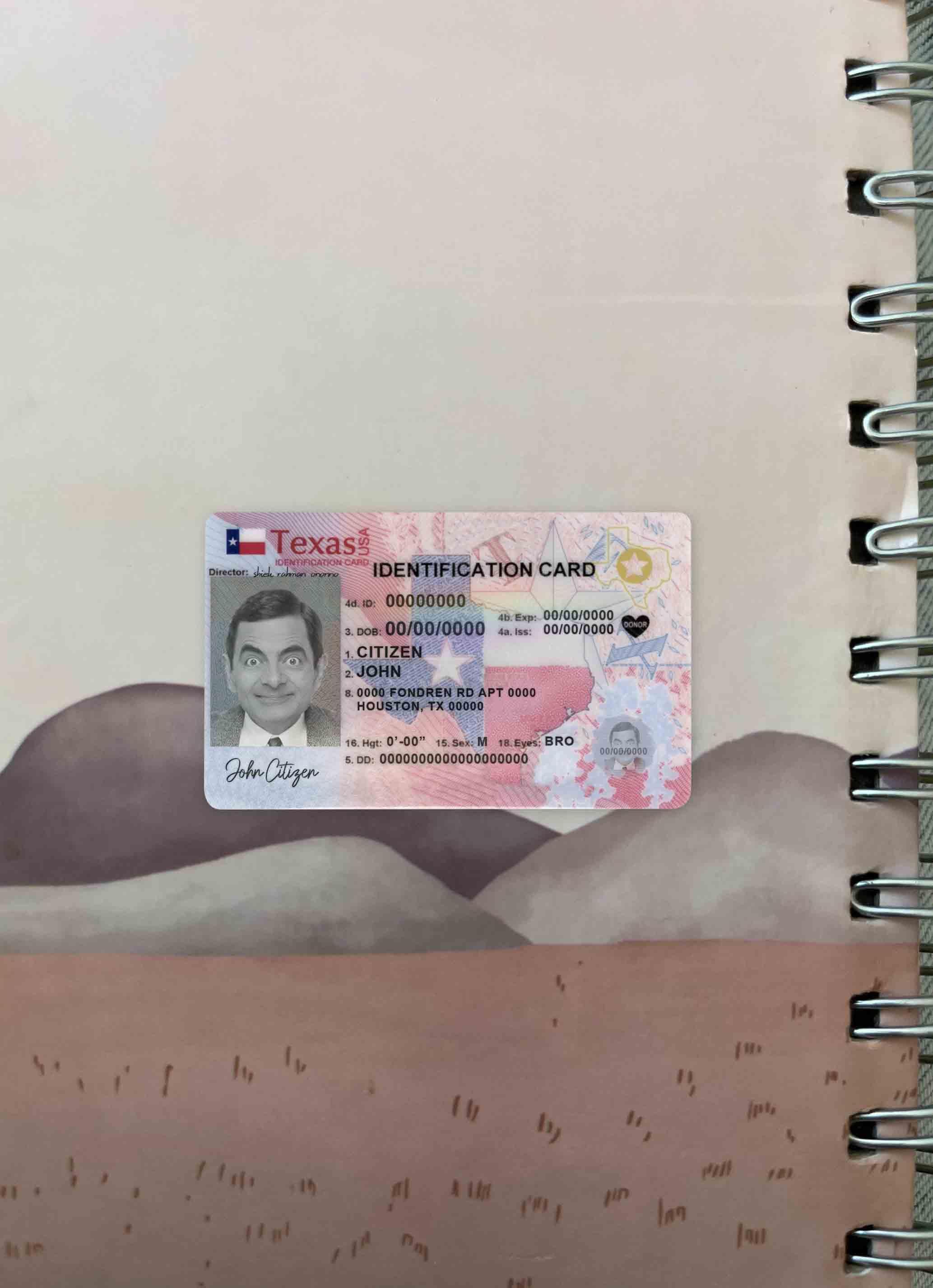 Downloadable USA Texas New ID photolook download for verification